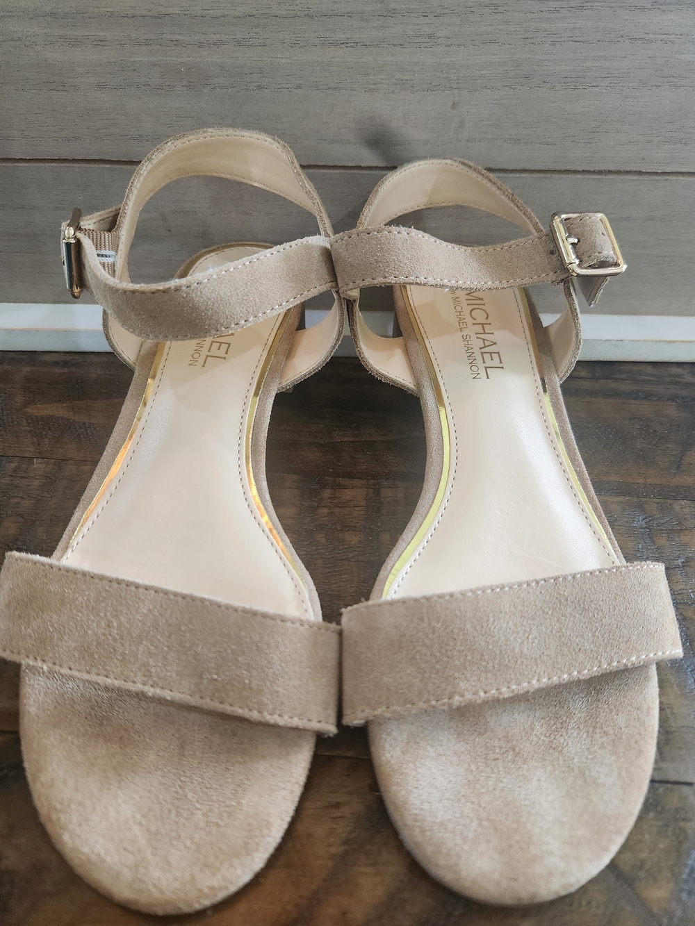 MICHAEL Michael Shannon Tan Suede Ankle-Strap Sandals